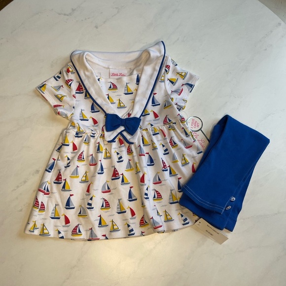 Little Lass Sailboat Two Piece Cotton Capri Legging Set Toddler Girl Size 4T NWT - Picture 3 of 6